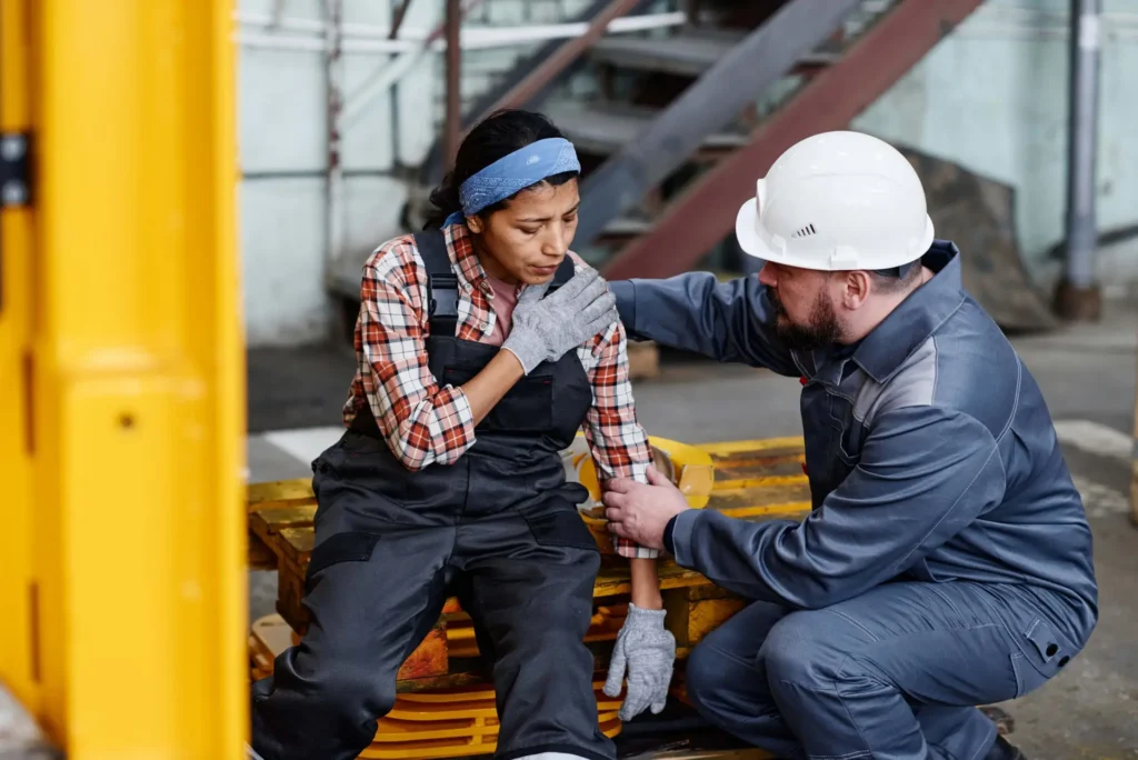 a woman injured on the job