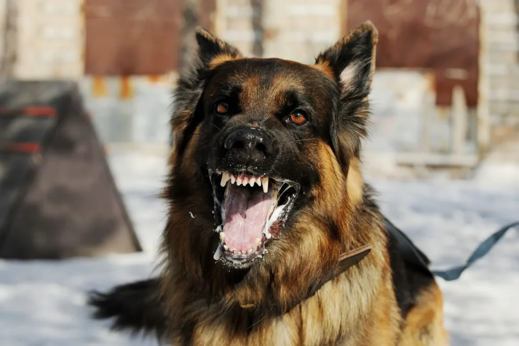aggessive dog snarling