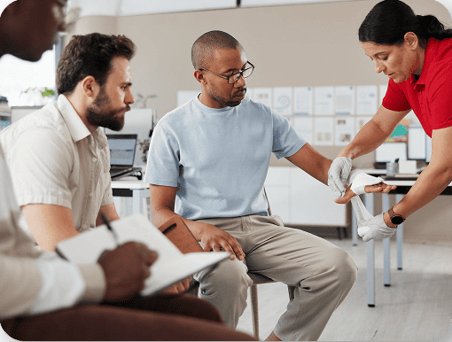 Burn injury victim receiving medical care and legal consultation in Tucson, Arizona.