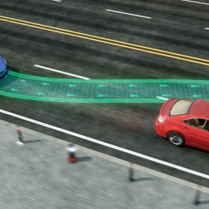 A rendering of how a person may make a lane change to pass a vehicle